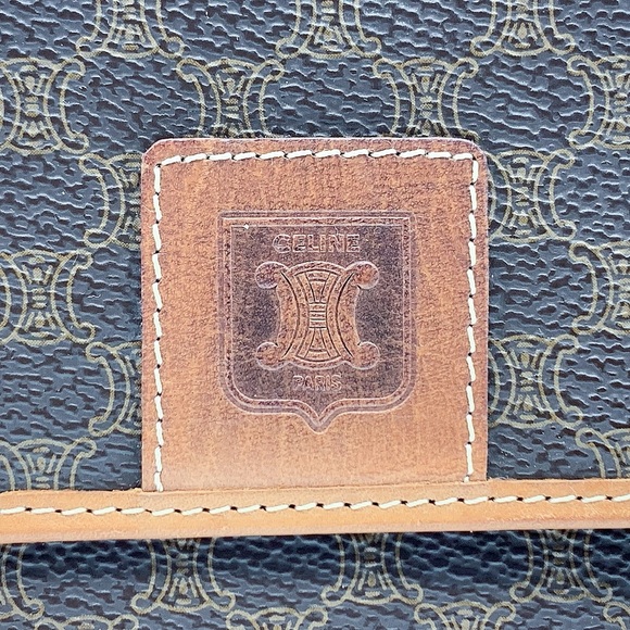 CELINE Macadam Long Wallet Flap Button Leather Wallet in Light Brown - Picture 4 of 14